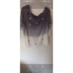 Womens Inc Top Bare Shoulder Blue White and  Silver Embellishment  Stars Size XL